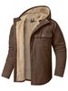American Size Men's Multi-pocket Plus Size Padded Padded Jacket With Thick Hooded Padded Jacket Medium Long Padded Lamb Fleece Jacket_viptrois.com