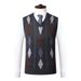 Men's Wool Blend V-Neck Sleeveless Vest - Casual Solid & Checkered Knit Sweater Waistcoat For Autumn (Grey, Burgundy, Navy, Camel)_viptrois.com