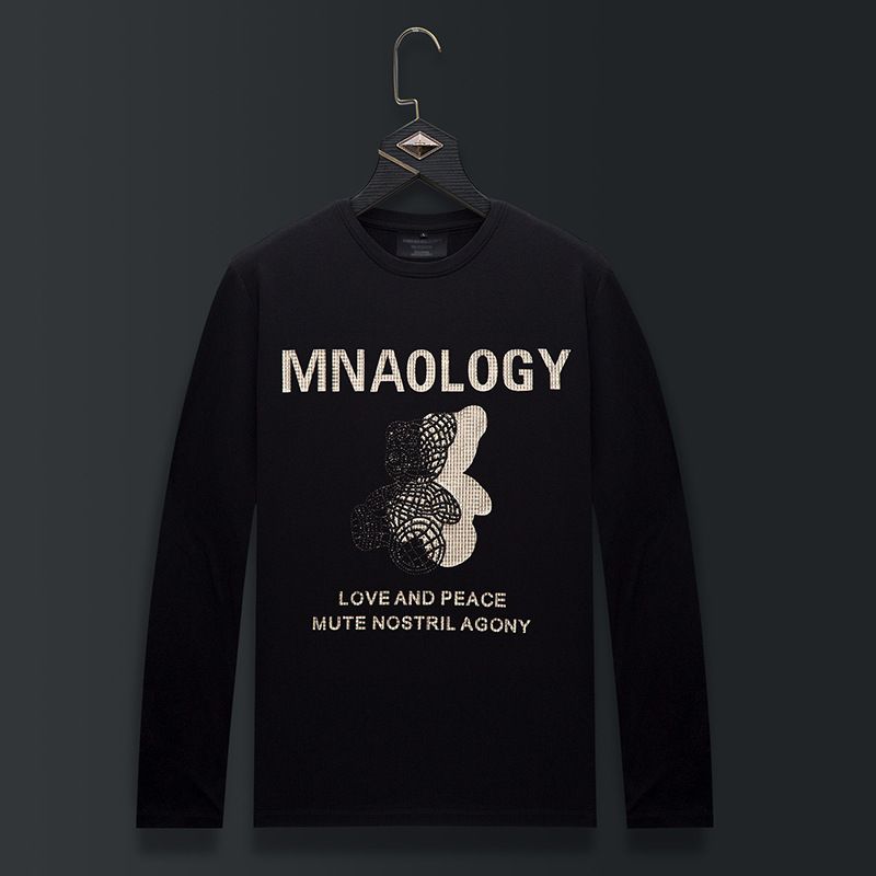 Men's Clothing new fashion brand long sleeved T shirt men's hot diamond bear bottoming shirt autumn thin fashion casual T shirt men's T_viptrois.com