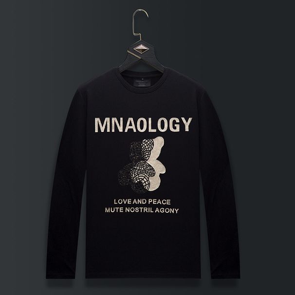 Men's Clothing new fashion brand long sleeved T shirt men's hot diamond bear bottoming shirt autumn thin fashion casual T shirt men's T_viptrois.com