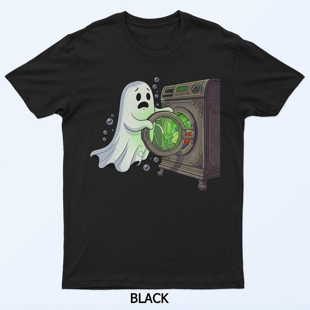 Sheet Happens Ghost Laundry Haunted Washing Humor Funny Art T-Shirt Mens Womens Tees Top_viptrois.com