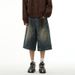 Denim Shorts Men's Retro Pants Logging Wide Leg Shorts Six Point Pants Couple Summer_viptrois.com