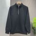 Pure Autumn Winter Versatile Loose Long Sleeve Inner Layer Fleece Lined Thickened Half-Zip Casual Sweatshirt Men Solid Color_viptrois.com