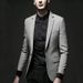 Modern Men's Business Casual Wool Blend Checkered Blazer - Slim Fit Single Breasted Suit Jacket For Office & Leisure_viptrois.com