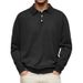 Men's Slim Fit V-Neck Long Sleeve Polo Shirt – Stretch Cotton Blend, Breathable & Comfortable, Versatile Casual & Business Casual Top_viptrois.com