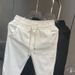 Men's Clothing Summer Thin Pants Men's Skinny Casual Jeans Solid Color All Match Trendy White Nine Point Cuff Pants Men_viptrois.com