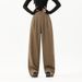 Nordmann IZEXX Autumn Winter Fleece-Lined Casual Loose Wide-Leg Trousers Japanese Versatile Long Pants Men's Light Business Style_viptrois.com