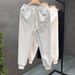 Men's Fleece-Lined Casual Pants Drawstring Waist Slim Fit Joggers Black Grey Winter Spring Comfortable Warm Letter Print_viptrois.com