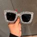 European And American Personality Candy Color Lens Large Frame Polygonal Sunglasses For Women Luxury Rhinestones Net Celebrity Style Catwalk Sunglasses_viptrois.com