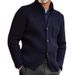 Men’s Slim Fit Knit Blazer Cardigan – Stand Collar Longline Coat | Winter Casual & Smart Layering (Black, Gray, Navy, Olive, Brown)_viptrois.com