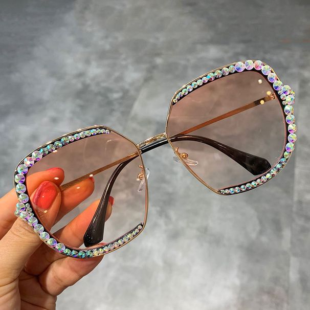 European And American Rhinestone Luxury Sunglasses For Women Cross Border Square Oversized Handmade Diamond Sunglasses_viptrois.com