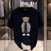 Trendy Brand Teddy Bear Short Sleeved T-shirt For Men, Loose Fit Plus Round Neck Versatile Casual Couple Outfit, 2025_viptrois.com