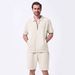 Men’s Clothing Summer New Men's Simple Casual Jacquard Short Sleeved Zipper Cardigan Jacket Shorts Suit_viptrois.com