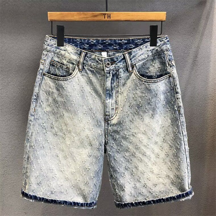 Men's Clothing New Starry Sky Pattern Denim Shorts Men's Summer Fashion Casual Straight Tube Fashion Brand Retro Shorts_viptrois.com