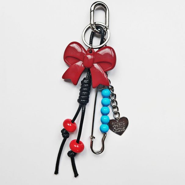 Red Bow Tie Bag Pendant, Braided Rope Keychain_viptrois.com