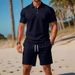 New Men's Summer Casual Sports Versatile Slim Fit Short Sleeved Fashion Polo Shirt And Shorts Set_viptrois.com