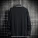 Men's Embroidered Cotton Long Sleeve T-Shirt – Minimalist Crewneck Tee (M-3XL, White/Grey/Black/Blue)_viptrois.com