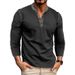 2025d 2024 Autumn Winter Long Sleeve Henley Shirt Men's Solid Color T-Shirt_viptrois.com