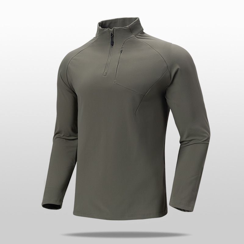 Men's Half-Zip Performance Shirt – Stylish Urban Layering For Business Casual & Outdoor (Black, Olive, Khaki, Sizing M-5XL)_viptrois.com