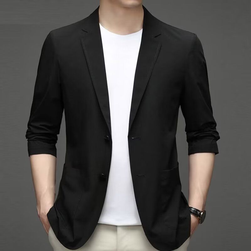 Modern Business Casual Blazer – Slim-Fit Acetate-Blend Jacket For Men (M-4XL, Notch Lapel, Unlined Versatile Layering)_viptrois.com