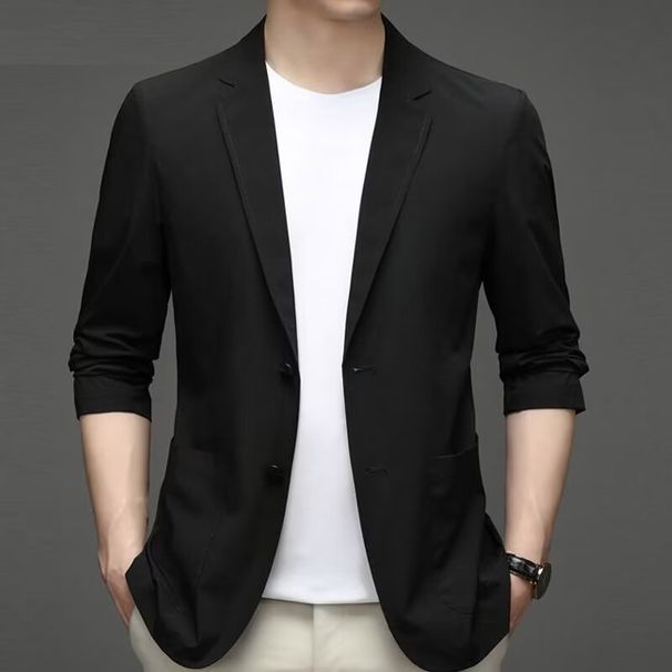 Modern Business Casual Blazer – Slim-Fit Acetate-Blend Jacket For Men (M-4XL, Notch Lapel, Unlined Versatile Layering)_viptrois.com