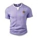 Cross-border European And American Summer Men's New Style Textured Short-sleeve Shirt With Leather Logo, Faux Two-piece_viptrois.com