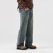 Men's Clothing Autumn New Style Washed Distressed Jeans Men's Retro Loose Floor Length Straight Leg Pants_viptrois.com