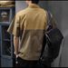 Two-Tone Short Sleeve Zip Polo Shirt For Men, Summer Color-Block Multi-Pocket T-Shirt, Quick-Dry Workwear Turn-Down_viptrois.com