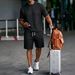 Summer Men's Checkered Embossed Suit Short Sleeve Casual Sports Two Piece Set Shorts_viptrois.com