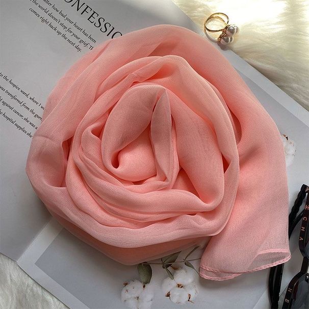 Women's Basic Lady Solid Color Georgette Silk Scarf_viptrois.com