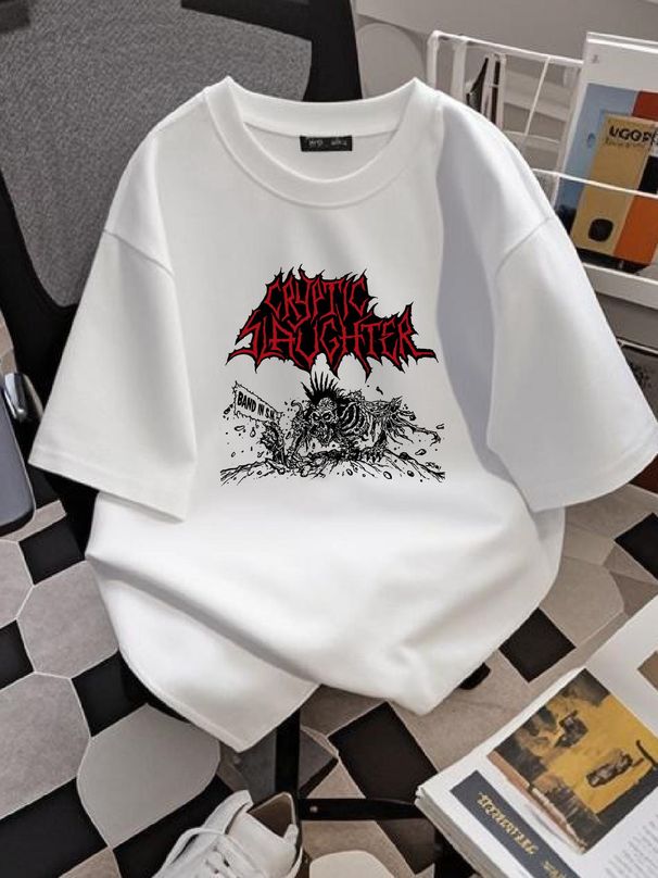 CRYPTIC SLAUGHTER BAND Short Sleeve Cotton White Size S To 5XL Shirt AG1217 Homme Comfortable Summer Slightly Stylish Unisex Soft Versatile_viptrois.com