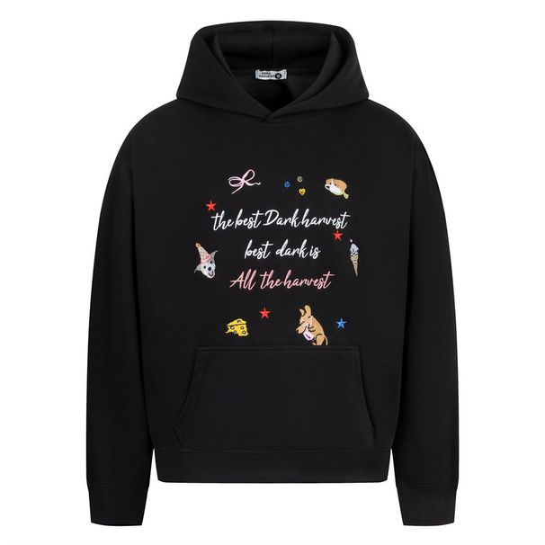 Design Sense Fun Embroidery Hooded Sweats Loose Men's Vibe American High Street Pullover Long Sleeve Casual Sports_viptrois.com