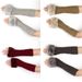 Men's Gloves Diamond shaped long fur gloves for women with sleeves, knitted warm fingerless arm sleeves, autumn and winter wool long gloves_viptrois.com