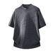 Unisex American Retro Style Turtleneck Short Sleeve Knit Top Breathable Versatile Summer Shirt Loose Sculpted Jacquard Design_viptrois.com